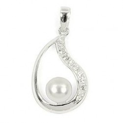 PENDENTIFS ARGENT VERNI GOUTTE + PERLE I./OZ