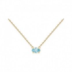 COLLIER 42CM P.OR OZ OVALE BLEU AQUAMARINE