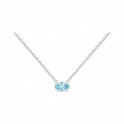COLLIER 42CM AGT OZ OVALE BLEU AQUAMARINE