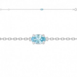 BRACELET 18CM AGT OZ OVALE BLEU AQUAMARINE