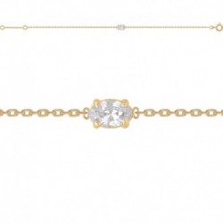 BRACELET 18CM P.OR OZ OVALE BLANC