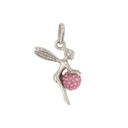 PENDENTIF FEE BOULE DIAMETRE 6MM CRISTAL ROSE HAUTEUR 18MM