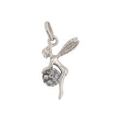 PENDENTIF FEE BOULE DIAMETRE 6MM CRISTAL GRIS HAUTEUR 18MM