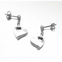 BO PENDANTE ARGENT 925 COEUR CZ SUR COTE