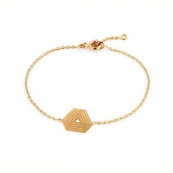 BRACELET PLAQUE OR 18CM MOTIF GEOMETRIQUE
