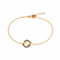 BRACELET 18CM PLAQUE OR CARRE CERCLE OZ