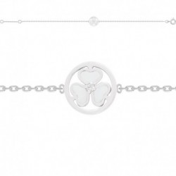 BRACELET 18CM MEDAILLE ARGT FLEUR EMAILLE BLANCHE