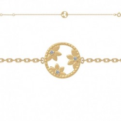 BRACELET 18CM P.OR CERCLE FLEURS OZ