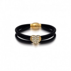 BRACELET ACIER MULTI CAOUTCH COEUR+CZ