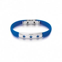 JONC ACIER CAOUTCHOUC BLEU PLAQ 3 ETOILES