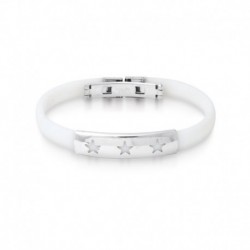 JONC ACIER CAOUTCHOUC BLANC PLAQ 3 ETOILES