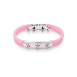 JONC ACIER CAOUTCHOUC ROSE PLAQ 3 ETOILES