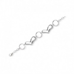 BRACELET ACIER 2 CŒURS + 3 ROND