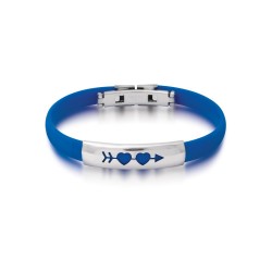 JONC ACIER CAOUTCHOUC BLEU PLAQ COEUR/FLECH