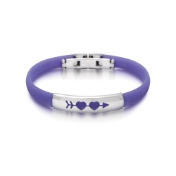 JONC ACIER CAOUTCHOUC VIOLET PLAQ COEURS/FL