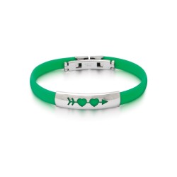 JONC ACIER CAOUTCHOUC VERT PLAQ COEUR/FLECH