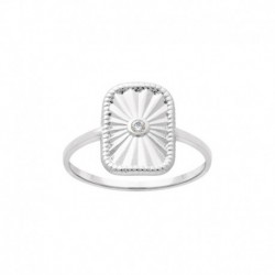 BAGUE AGT RECT CISELE OZ BLANC