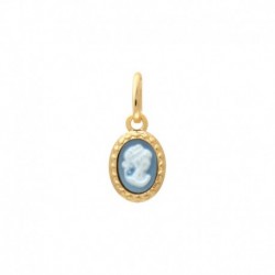 PEND P.OR OVALE CISELEE CAMEE BLEU 6*8