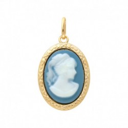 PEND P.OR OVALE TEXTURE CAMEE BLEU 13*18