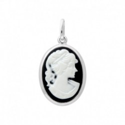 PEND AGT OVALE CAMEE NOIR 13*18