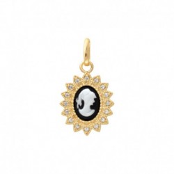 PEND P.OR OVALE OZ CAMEE NOIR 6*8