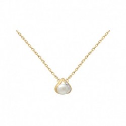 COLLIER P.OR COEUR OZ ET PERLE D`EAU DOUCE