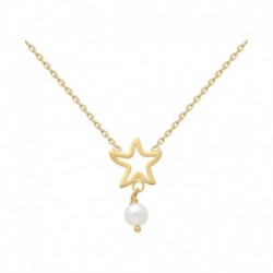 COLLIER 42CM ETOILE DE MER PERLE D EAU DOUCE