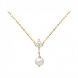 COLLIER 42CM P.OR OZ ET PERLE D EAU DOUCE