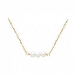 COLLIER 45CM P.OR 3 PERLES D EAU DOUCE