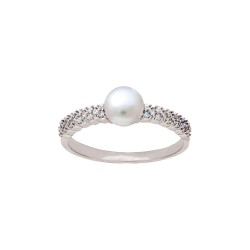 BAGUE AGT OXYDES ET PERLE D EAU DOUCE 
