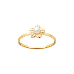 BAGUE P.OR FLEUR ET PERLE D EAU DOUCE 