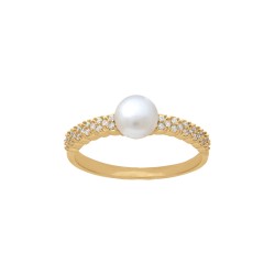 BAGUE P.OR OXYDES ET PERLE D EAU DOUCE