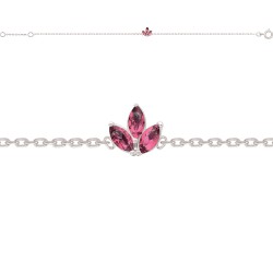 BRACELET 18CM AGT OXYDES NAVETTES RHODOLITE