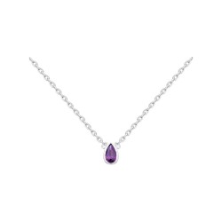 COLLIER 42CM AGT GOUTTE OZ SERTI CLOS AMETHYSTE 