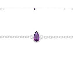 BRACELET 18CM AGT GOUTTE OZ SERTI CLOS AMETHYSTE 