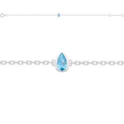 BRACELET 18CM AGT GOUTTE OZ SERTI CLOS AQUAMARINE 