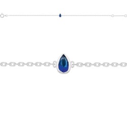 BRACELET 18CM AGT GOUTTE OZ SERTI CLOS BLEU SAPHIR 