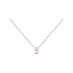 COLLIER 42CM AGT GOUTTE OZ SERTI CLOS ROSE 