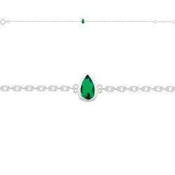 BRACELET 18CM AGT GOUTTE OZ SERTI CLOS VERT 