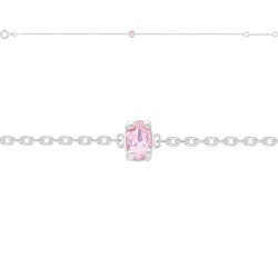 BRACELET ARGENT SERTI GRIFFE ROSE 