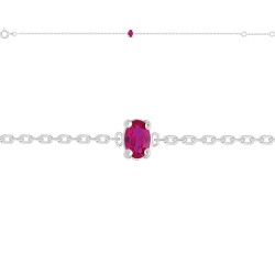 BRACELET ARGENT SERTI GRIFFE RUBIS 