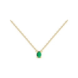 COLLIER P.OR SERTI GRIFFE VERT 