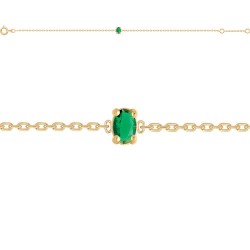 BRACELET P.OR SERTI GRIFFE VERT 