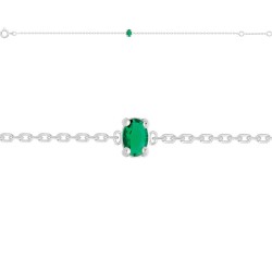 BRACELET ARGENT SERTI GRIFFE VERT 