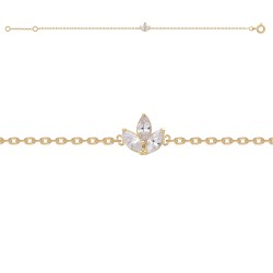 BRACELET 18CM P.OR OXYDES NAVETTES