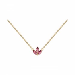 COLLIER 42CM P.OR 3 OXYDES NAVETTES RHODOLITE