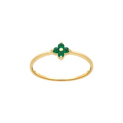 BAGUE P.OR PETITE FLEUR OZ VERT 