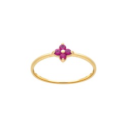 BAGUE P.OR PETITE FLEUR OZ RUBIS 