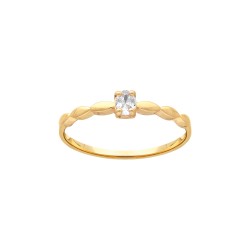 BAGUE P.OR SERTI GRIFFE BLANC