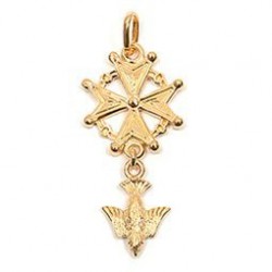 PENDENTIFS PL.OR-CROIX HUGUENOTE 37x16 mm